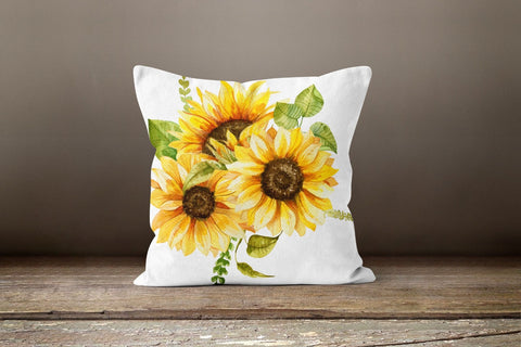 Sunflower Pillow Case|Floral Yellow and Green Pillow Cover|Butterfly and Sunflower Cushion Case|Decorative Throw Pillow|Summer Trend Decor