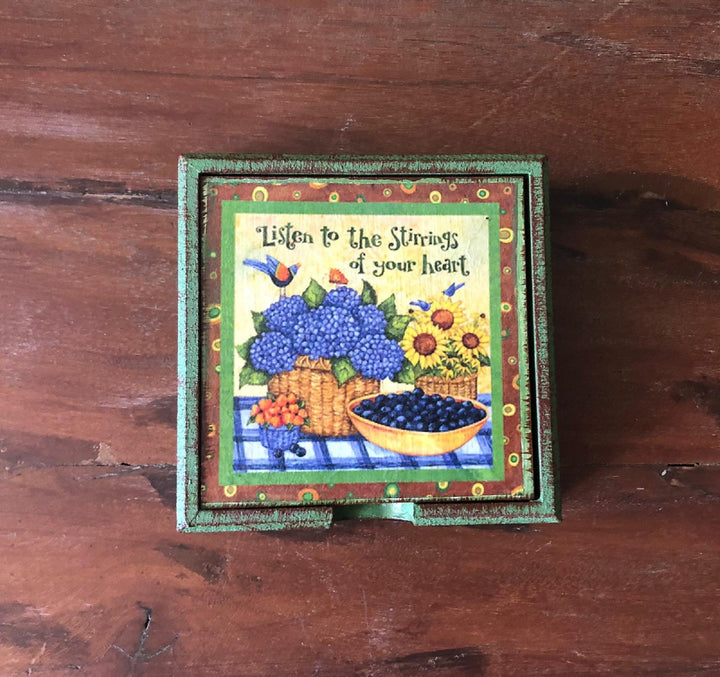 Set of 6 Hand Painted Coasters| Wooden Decor|Custom Table Decor|Acrylic Painting|Original Home Decor|Mug Coaster|Handmade|Housewarming Gift