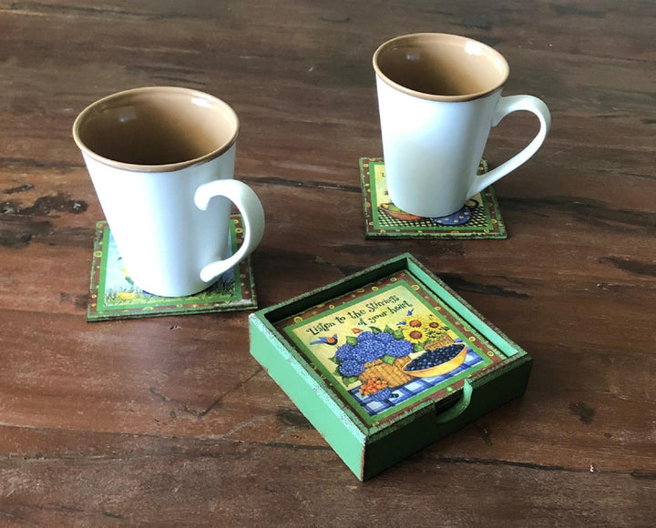 Set of 6 Hand Painted Coasters| Wooden Decor|Custom Table Decor|Acrylic Painting|Original Home Decor|Mug Coaster|Handmade|Housewarming Gift