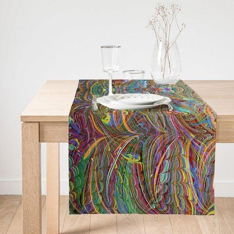 Abstract Table Runner|Decorative Table Runner|Colorful Pattern Suede Runner|High Quality Table Decor|Farmhouse Style Modern Table Runner