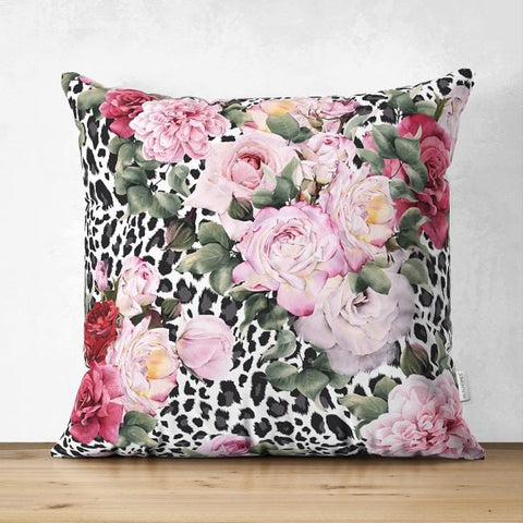 Floral Pillow Cover|Summer Trend Cushion Case|Flowers and Leaves Pillow|Heartwarming Floral Suede Cushion|Floral Antique Clock Pillow Case