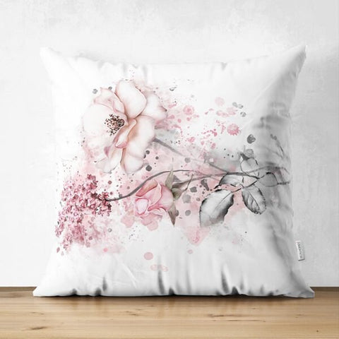 Floral Pillow Cover|Summer Trend Cushion Case|Pale Color Flowers Pillow Case|Heartwarming Floral Suede Cushion|Flower and Arrow Cushion Case