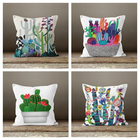 Cactus Pillow Cover|Cactus Throw Pillow|Decorative Lumbar Pillow Case|Bedding Home Decor|Housewarming Gift|Floral Succulent Cushion Cover