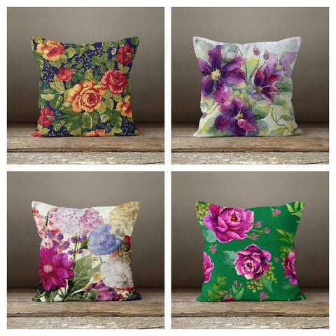 Floral Pillow Cover|Summer Cushion Case|Decorative Throw Pillow Case|Bedding Home Decor|Farmhouse Style Pillow Case|Red Pink Rose Home Decor