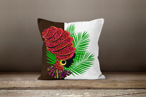 African Girl Cushion Case|Decorative Outdoor Throw Pillow|Floral Bedding Home Decor|Farmhouse Style Pillow Case|Ethnic Design Cushion Case