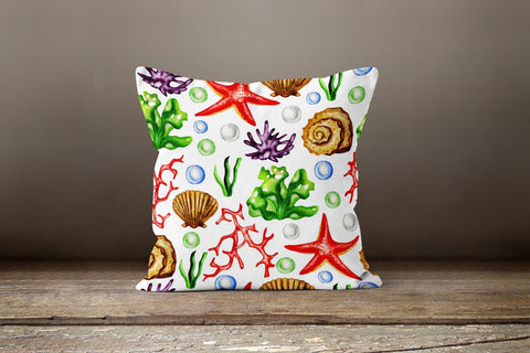 Beach House Pillow Case|Fish Throw Pillow Cover|Decorative Nautical Cushion Case|Colorful Sea Pillow Top|Coastal Summer Trend Home Decor