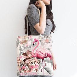 Flamingo Shoulder Bag|Pink Flamingo Fabric Handbag|Cute Bird Special Design Handbag|Beach Tote Bag|Boho Style Women&#39;s Purse|Shopping Bag