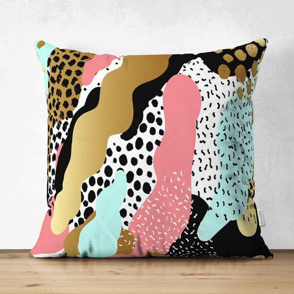 Abstract Pillow Cover|Modern Design Suede Pillow Case|Abstract Multicolor Decor|Decorative Pillow Case|Farmhouse Style Authentic Pillow Case