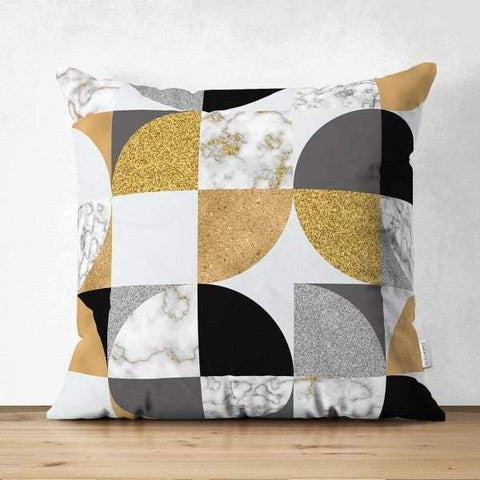 Geometric Pillow Cover|Modern Design Suede Pillow Case|Gray and Gold Home Decor|Decorative Pillow Case|Farmhouse Style Authentic Pillow Case