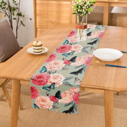 Butterfly Placemat & Table Runner|Floral Table Top|Set of 2 Floral Supla Table Mat|Round American Service Dining Underplate|Floral Coasters