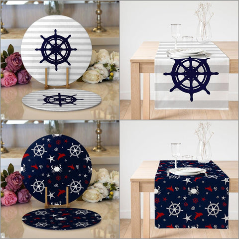 Blue White Navy Wheel Table Decor Set – Akasia