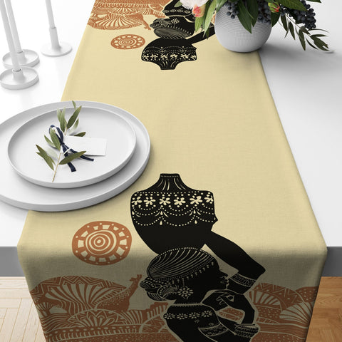 African Girl Table Runner|Authentic African Beauty Table Runner|Traditional African Decor|Ethnic Design Runner|African Style Tablecloth