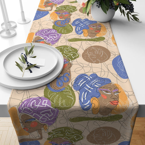 African Women Table Runner|Authentic African People Table Runner|Traditional African Home Decor|Ethnic Design Runner|African Style Table Top