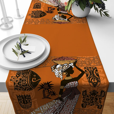 African Girl Table Runner|African Beauty Tablecloth|Traditional African Decor|Ethnic Design Runner|African Style Table Top|Authentic Runner