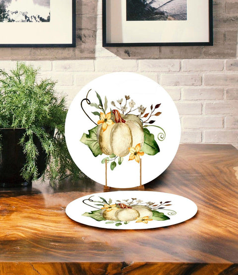 Pumpkin Placemat & Table Runner|Pumpkin Table Top|Set of 2 Pumpkin Supla Table Mat|Round American Service Dining Underplate and Coasters