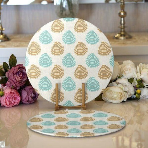 Beach House Placemat|Set of 2 Coastal Supla Table Mat|Starfish Round American Service Dining Underplate|Pale Color Starfish Oyster Coasters