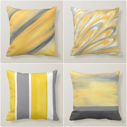 Abstract Yellow Gray Pillow Cover|Boho Bedding Home Decor|Soft Colors Throw Pillow|Housewarming Geometric Cushion Case|Outdoor Pillow Case