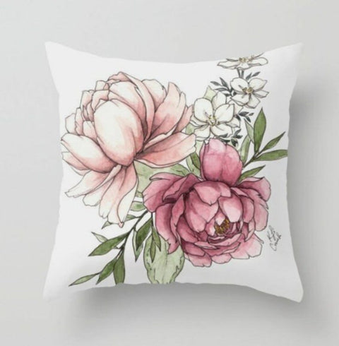Floral Pillow Cover|Summer Trend Throw Pillow Case|Decorative Pillow Case|Red and Purple Poppy Pillow Cover|Housewarming Floral Cushion Case