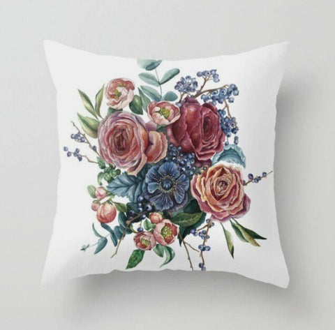 Floral Pillow Cover|Summer Trend Throw Pillow Case|Decorative Pillow Case|Colorful Flowers Pillow Cover|Housewarming Floral Cushion Case