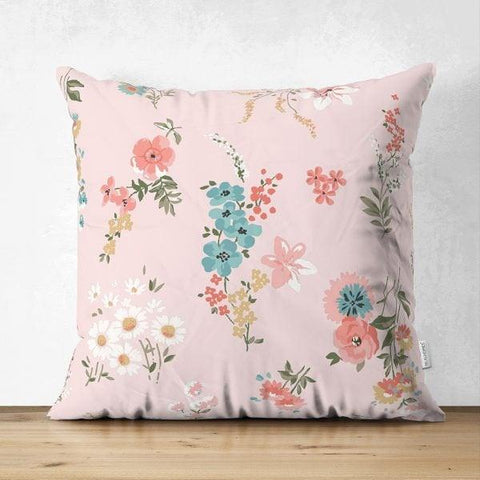 Floral Pillow Cover|Summer Trend Cushion Case|Pale Color Flowers Home Decor|Heartwarming Floral Suede Cushion|Farmhouse Style Pillow Case