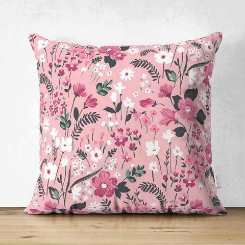 Floral Pillow Cover|Summer Trend Cushion Case|Pale Color Flowers Home Decor|Heartwarming Floral Suede Cushion|Farmhouse Style Pillow Case