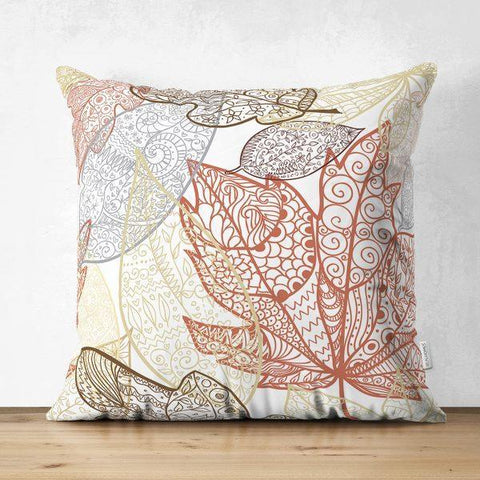 Abstract Leaf Pillow Cover|High Quality Suede Onedraw Cushion Case|Decorative Leaves Drawing Pillow Top|Farmhouse Style Floral Cushion Cover