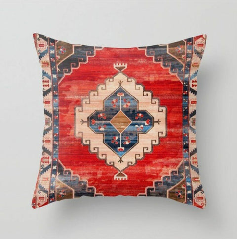 Rug Design Pillow Cover|Southwestern Throw Pillow Top|Worn Looking Authentic Turkish Kilim Pattern Cushion|Aztec Print Ethnic Pillowcase