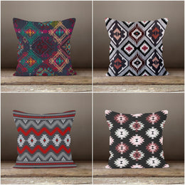 Rug Design Pillow Covers|Terracotta Southwestern Cushion| Decorative Aztec Print Ethnic Home Decor|Farmhouse Style Geometric Pillow Case