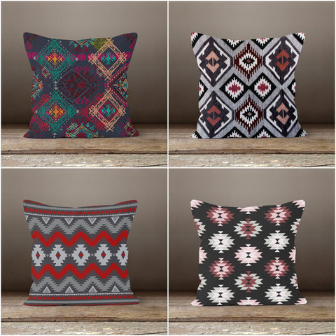 Rug Design Pillow Covers|Terracotta Southwestern Cushion| Decorative Aztec Print Ethnic Home Decor|Farmhouse Style Geometric Pillow Case