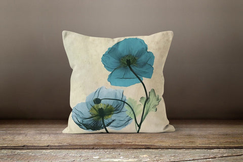 Turquoise Floral Pillow Cover|Summer Trend Pillow Case|Decorative Throw Pillow Top|Blue Home Decor|Farmhouse Style Lumbar Pillow Cover