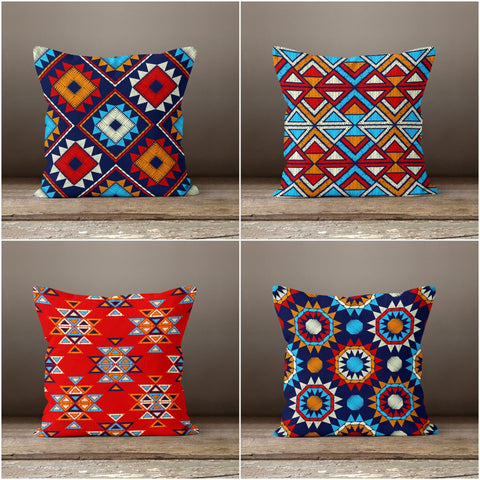 Rug Design Pillow Cover|Southwestern Cushion Case|Decorative Turkish Kilim Pillow Top|Authentic Home Decor|Aztec Print Ethnic Pillowcase