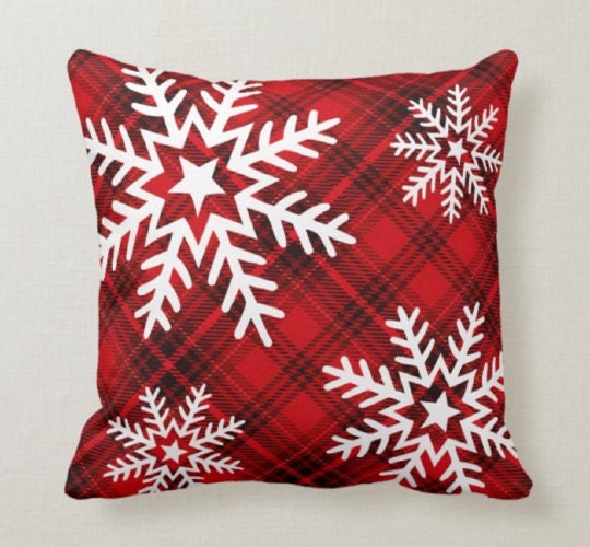 Christmas Pillow Covers|Xmas Snowflake Throw Pillow|Decorative Winter Pillow Case|Red Xmas Home Decor|Xmas Gift Ideas|Winter Trend Pillow