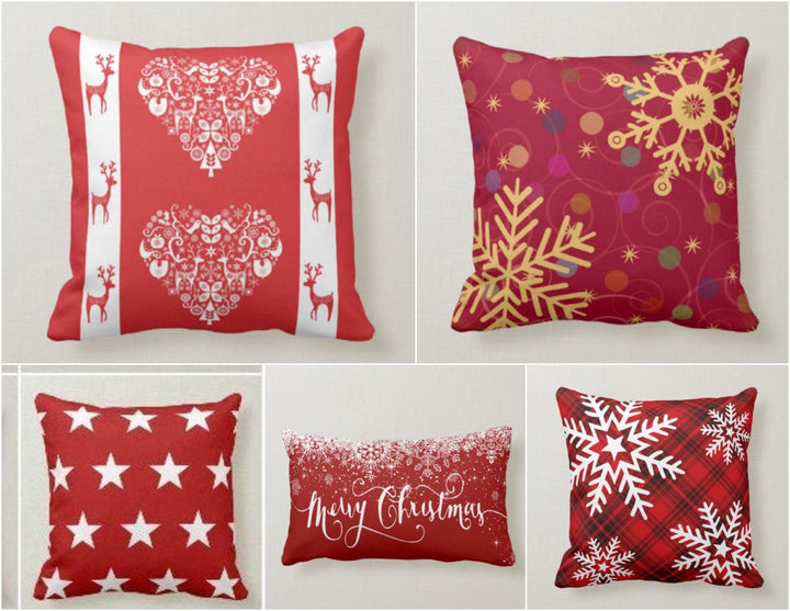 Christmas Pillow Covers|Xmas Snowflake Throw Pillow|Decorative Winter Pillow Case|Red Xmas Home Decor|Xmas Gift Ideas|Winter Trend Pillow