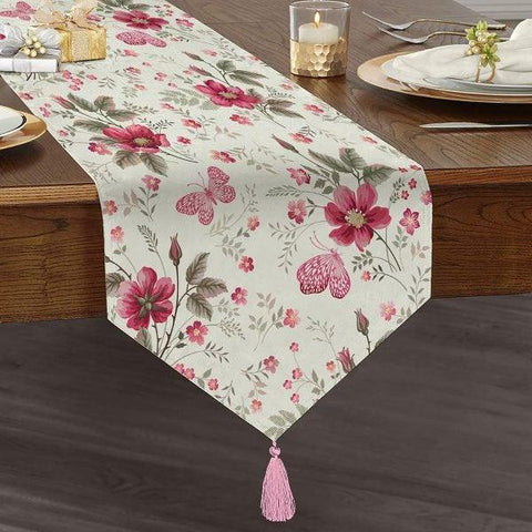 Butterfly Table Runner|High Quality Triangle Chenille Table Runner|Summer Trend Floral Butterfly Tabletop|Black Butterfly Print Table Runner