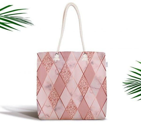 Marble Pattern Fabric Shoulder Bag|Special Geometric Design Handbag|Beach Tote Bag|Daily Shoulder Bag with Inner Pocket|Shopping Bag for Her