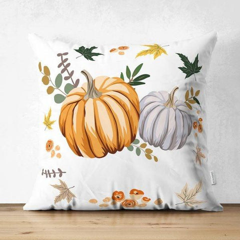 Pumpkin Pillow Cover|Fall Trend Suede Cushion Case|Floral Orange Pumpkin Throw Pillow|Decorative Pillow Case|Farmhouse Thanksgiving Pillow