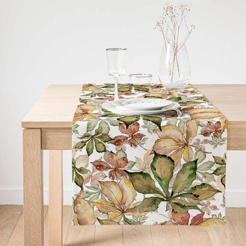 Fall Trend Table Runner|High Quality Leaves Table Runner|Pale Color Home Decor|Farmhouse Table Decor|Autumn Home Decor|Fall Theme Tablecloth