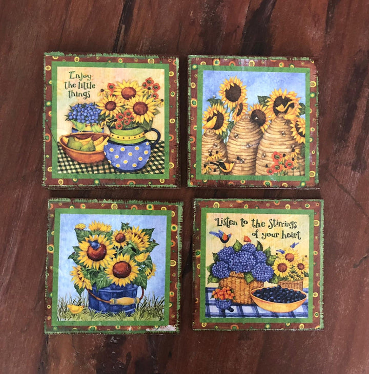 Set of 6 Hand Painted Coasters| Wooden Decor|Custom Table Decor|Acrylic Painting|Original Home Decor|Mug Coaster|Handmade|Housewarming Gift