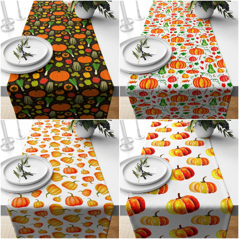 Fall Trend Table Runner|Pumpkin Table Runner|Orange and Yellow Pumpkin Home Decor|Farmhouse Style Tabletop|Housewarming Pumpkin Table Runner