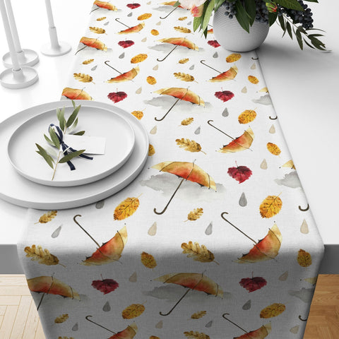 Fall Trend Table Runner|Houses with Fall Trees Table Runner|Autumn Home Decor|Farmhouse Style Table Top|Housewarming Fall Themed Tablecloth