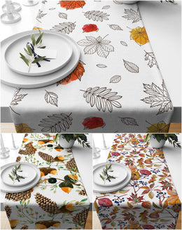 Fall Trend Table Runner|Brown Cone Table Runner|Dry Leaves Runner|Autumn Home Decor|Farmhouse Table Top|Housewarming Fall Themed Tablecloth