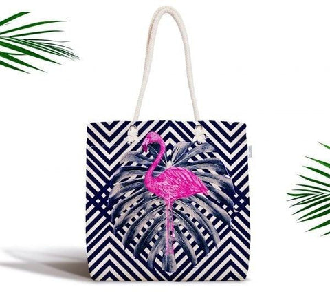 Flamingo Shoulder Bag|Floral Pink Flamingo Fabric Handbag|Black White Patterned Flamingo Handbag|Beach Tote Bag|Purse for Women|Shopping Bag