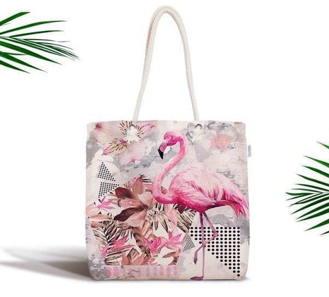 Flamingo Shoulder Bag|Pink Flamingo Fabric Handbag|Cute Bird Special Design Handbag|Beach Tote Bag|Boho Style Women&