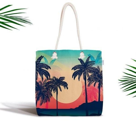 Palm Tree Shoulder Bag|Floral Fabric Handbag with Green and Purple Palm Tree|Floral Beach Tote Bag|Summer Trend Messenger Bag|Gift for Her