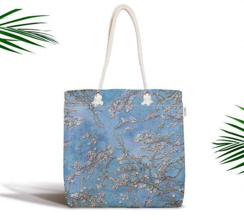 Tree Shoulder Bag|Floral Fabric Handbag with Turquoise Gray Green Pink Tree|Floral Beach Tote Bag|Summer Trend Messenger Bag|Gift for Her