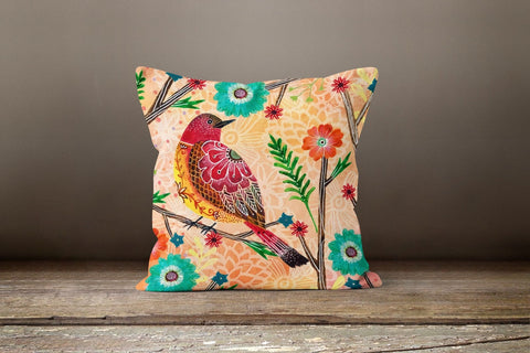 Floral Bird Pillow Case|Sunflower Bird Pillow Cover|Decorative Summer Cushion Case|Housewarming Boho Home Decor|Abstract Colorful Flower