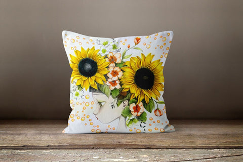 Sunflower Pillow Case|Yellow Floral Pillow Cover|Farmhouse Style Cushion Case|Decorative Summer Pillow|Boho Bedding Decor|Housewarming Gift