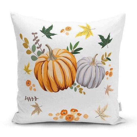 Pumpkin Pillow Cover|Fall Trend Cushion Case|Orange Gray Pumpkin Throw Pillow|Decorative Pillow Case|Farmhouse Style Thanksgiving Pillow