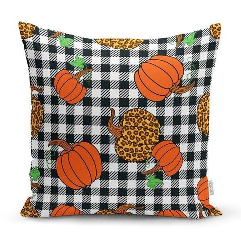Pumpkin Pillow Cover|Fall Trend Cushion Case|Plaid Orange Red Yellow Pumpkin Throw Pillow|Decorative Pillow Case|Farmhouse Halloween Pillow