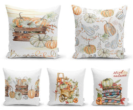 Pumpkin Pillow Cover|Fall Trend Cushion Case|Orange Gray Pumpkin Throw Pillow|Decorative Pillow Case|Farmhouse Style Halloween Pillow Cover